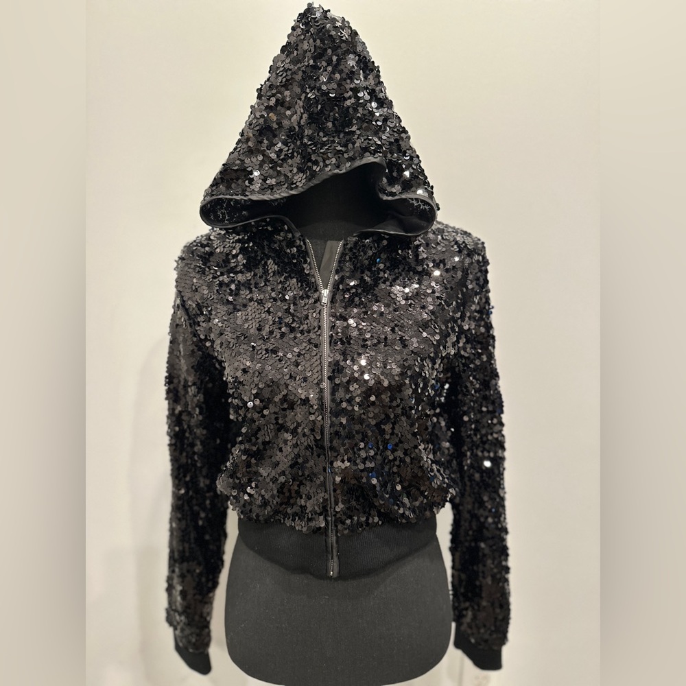 NWT H&M Black Sequence bomber jacket, fully lined